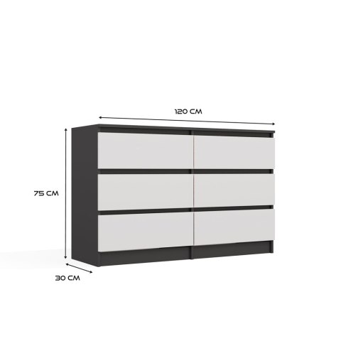 Komoda Malwa M6 120 ANTRACYT / BIAŁY