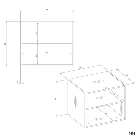 NADSTAWKA 60 OPENO BIAŁA Półka Do Garderoby Modułowa 60 cm Do Sypialni