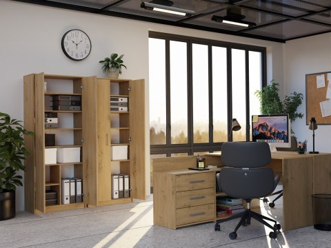 Regał Biurowy OLIV 2D 2 Drzwi Do Biura Do Gabinetu Salonu DĄB ARTISAN