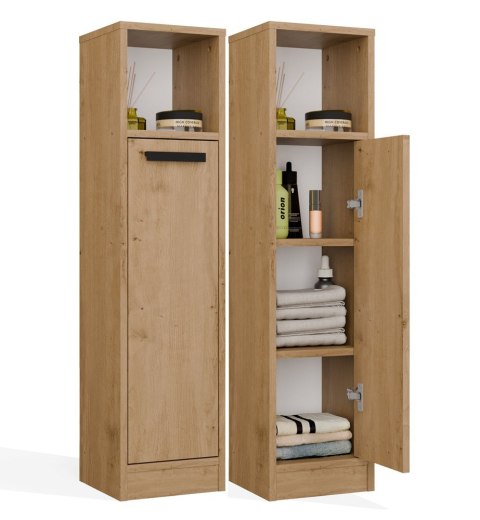 Szafka Łazienkowa MEXY 1D Słupek Regał 1 Drzwi 4 Półki Stojąca DĄB ARTISAN