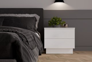 Szafka Nocna AMBER 2S Stolik Nocny 2 Szuflady Do Sypialni BIAŁY