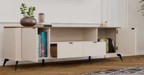 Szafka RTV CORDOBA 2D2S Kaszmir Beż Dąb Castello Szafka Pod TV 2 Szuflady