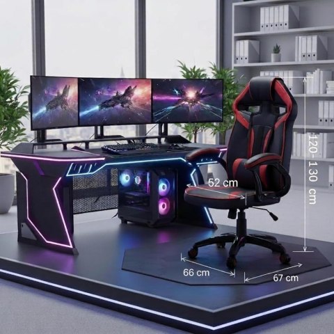 Zestaw BIURKO DANY Narożne ANTRACYT / DĄB ARTISAN + Fotel DRIFT CZERWONY