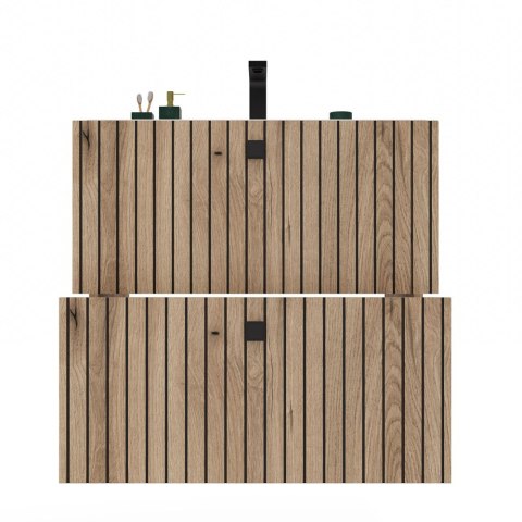 SZAFKA POD UMYWALKĘ TIGO 60 2S DĄB EVOKE 2 SZUFLADY RYFLOWANY FRONT WISZĄCA