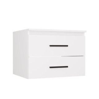 SZAFKA Pod Umywalkę NEL 60 UC BIAŁA Uchwyty CZARNE Wisząca 2 Szuflady 60 Cm
